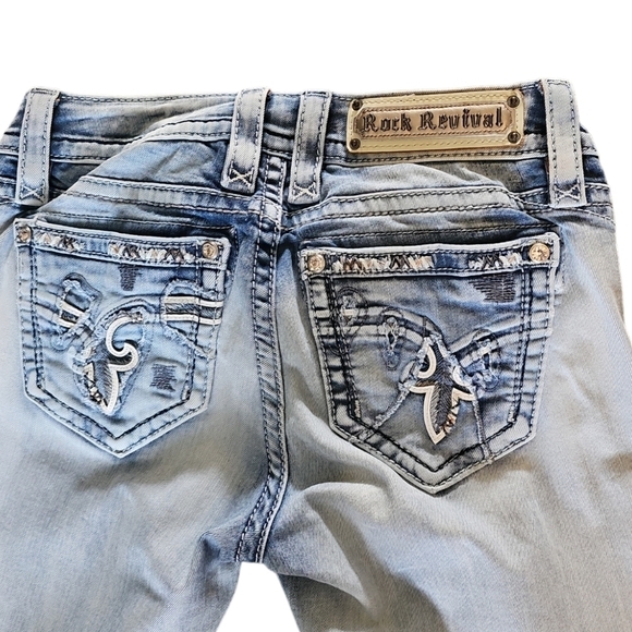 Rock Revival Jeans Size 26 Womens Nancy Crop Light Wash Blue Denim Skinny - Picture 3 of 13